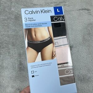 Calvin Klein Women's L 3 Pack Hipster Black Panties d1176